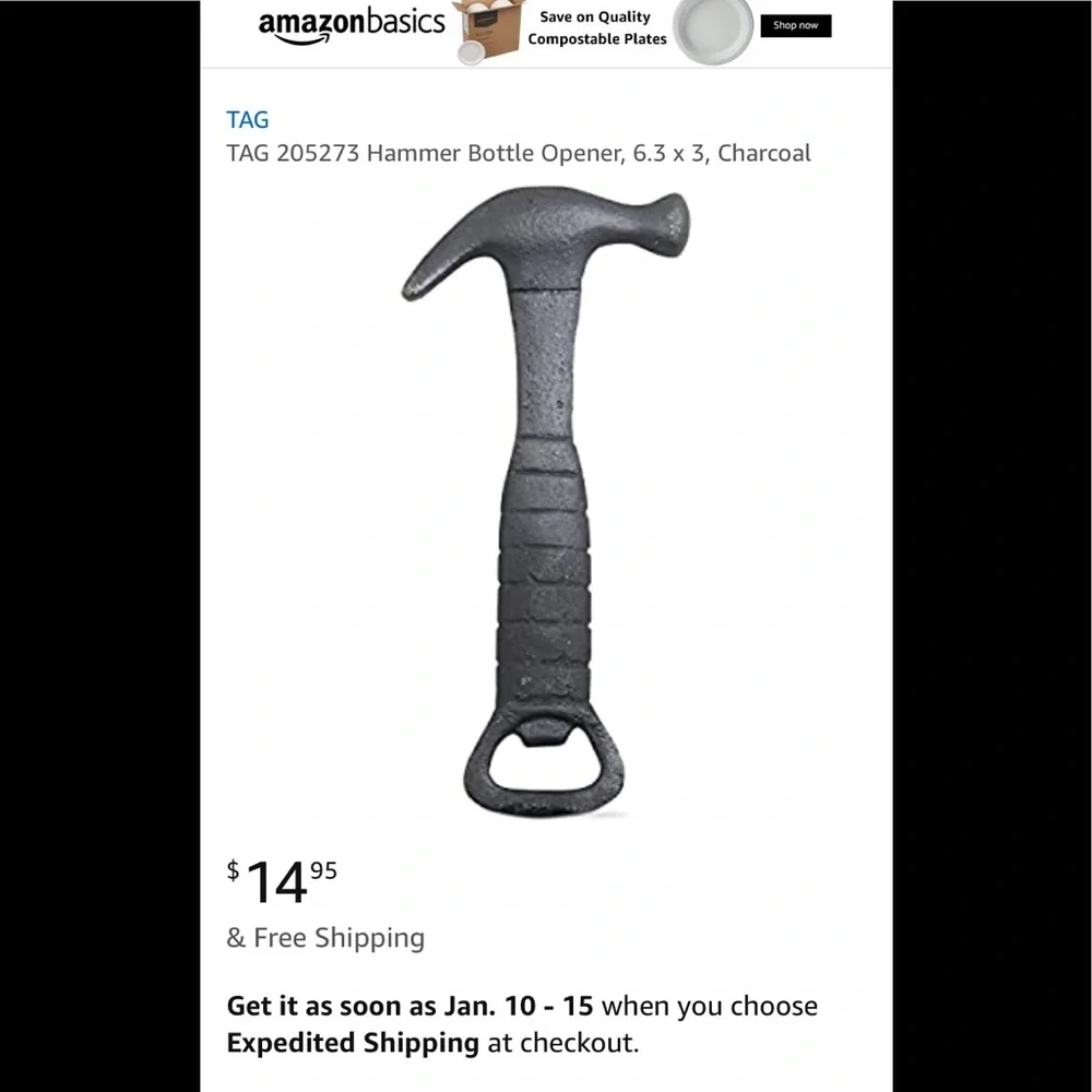 Blksmith‎ hammer bottle opener. NWT